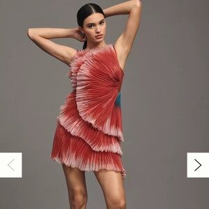 Anthropologie- Geisha Designs 3D Floral Asymmetrical Mini Dress
